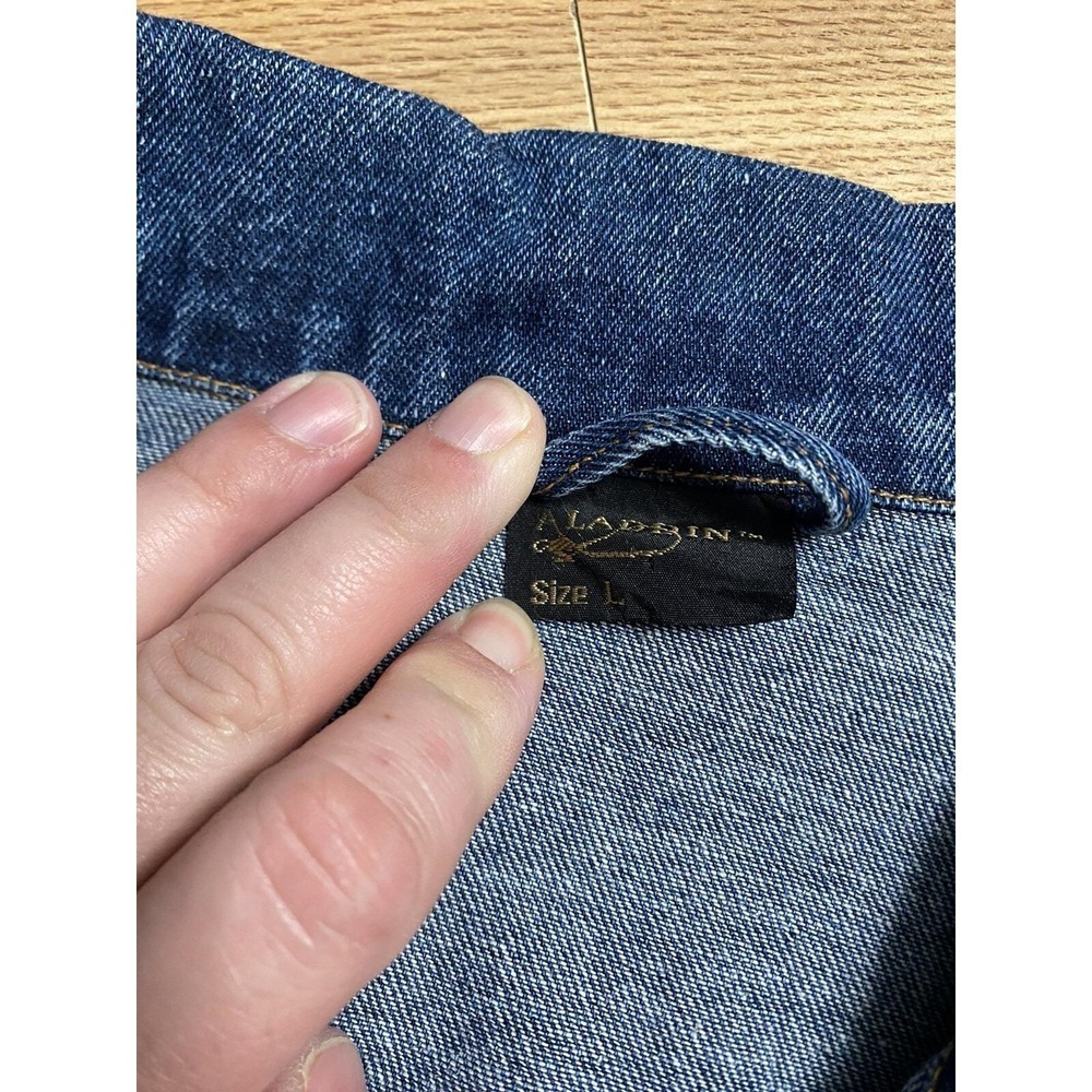 Vintage Aladdin Casino Denim Jean Jacket Large Las Vegas Trucker Embroidered - Picture 3 of 7